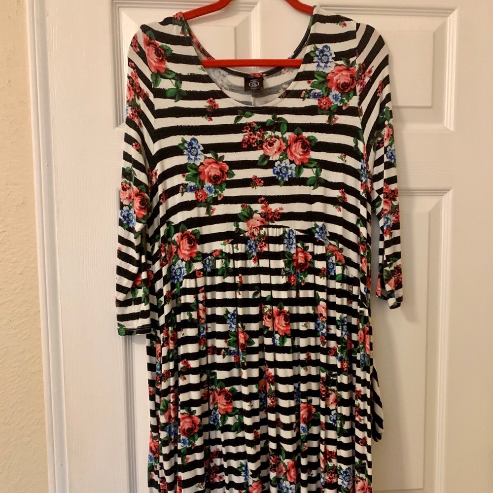 Agnes and Dora - Striped Floral Oakley Dress